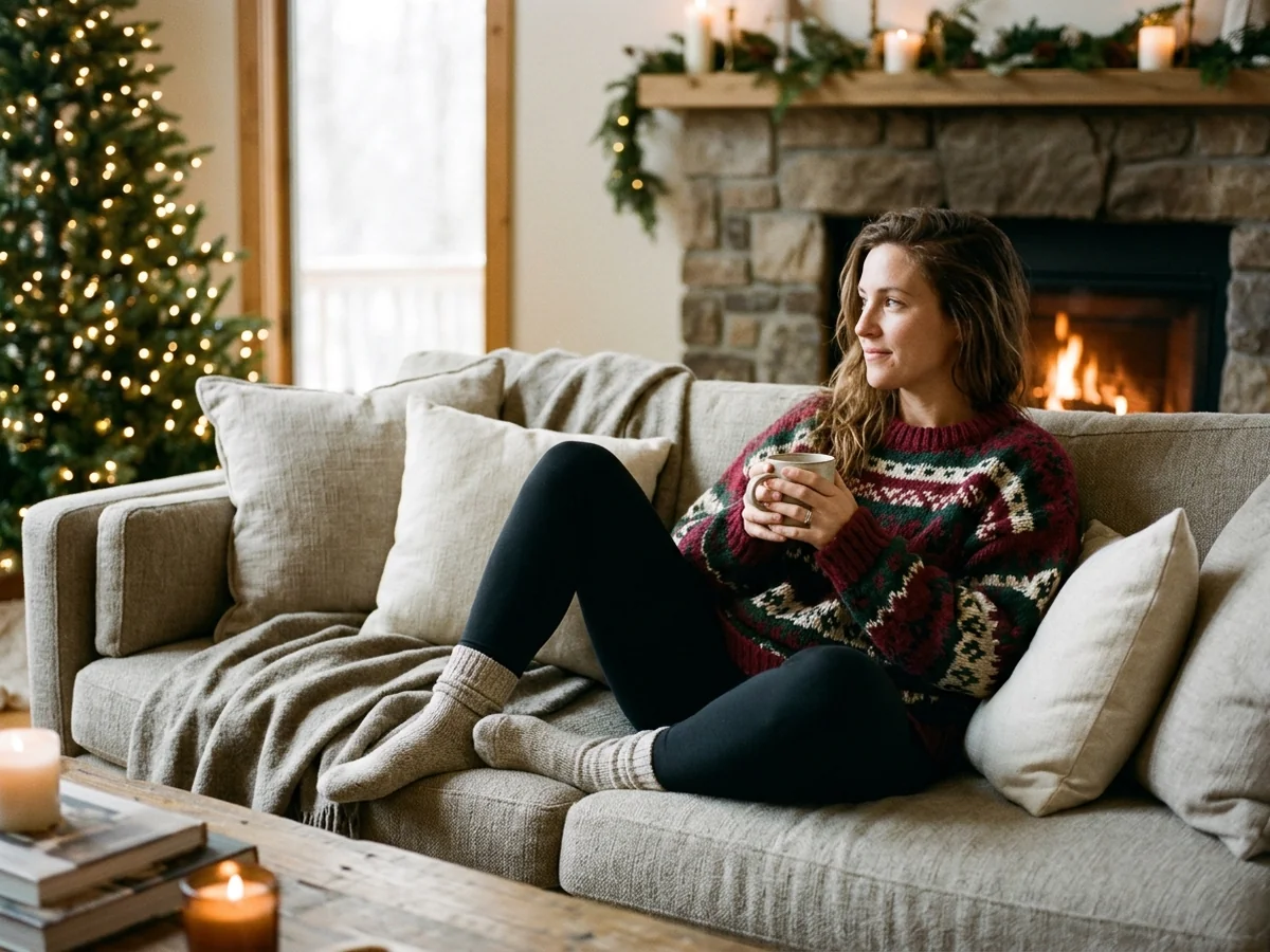 Cozy Knits with Leggings - outfits with an ugly christmas sweater
