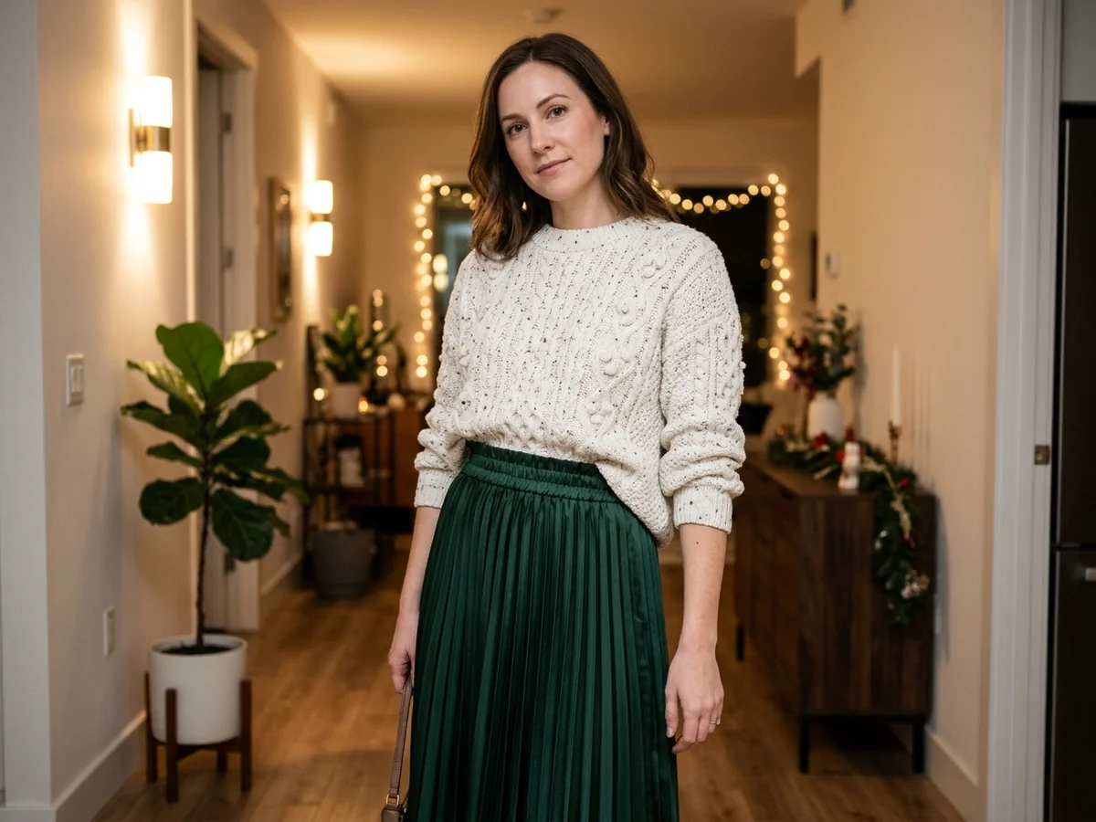 Elevating Looks with Skirts and Tucked Waistlines - outfits with an ugly christmas sweater